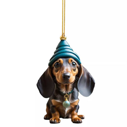 7X Dachshund Dog Pendants Acrylic Cute Sausage Dog Christmas Decor 2D