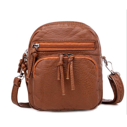 Hot Women PU Leather Crossbody Bag Small Multi Layer Large Capacity Phone Bag