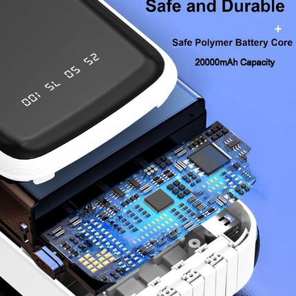 3C Certified Power Bank 10000mAh/20000mAh Slim Portable Charger Built-in Cable