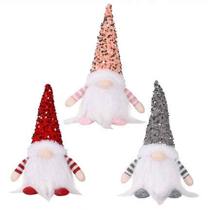 3 Pack Christmas Gnome Santa Light with Sparkly Hat, Xmas Party Home Tabletop Decoration