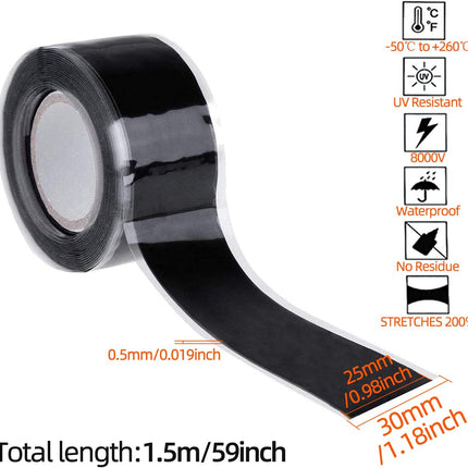 3 Meter Self‑Fusing Silicone Tape, Waterproof Non‑Adhesive Removable Seal Tape