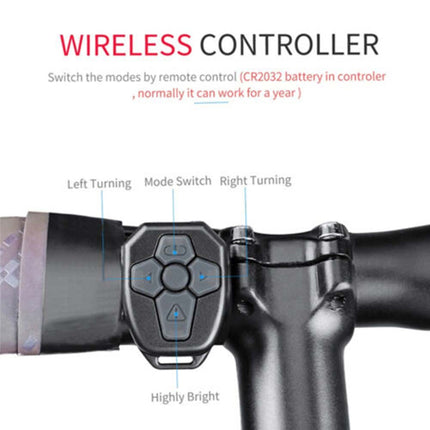 Bicycle Turn Signal Light LED Bike Rear Tail + Remote Control USB Rechargeabl