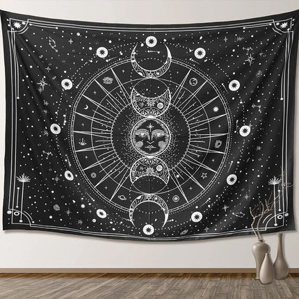 Tapestry for Bedroom Aesthetic, Sun Moon Star Large Astrology Wall Hanging 1.5*2m