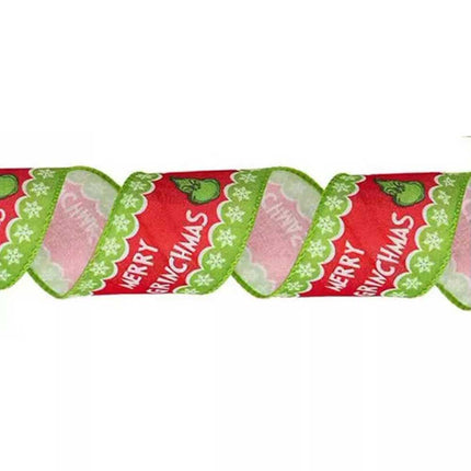 4pcs Grinchs Ribbon Wired 2.5In 4 Roll 20Yards Christmas Ribbon Wreaths Bows DIY