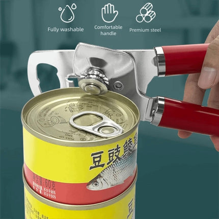 Red Stainless Steel Multifunctional Can Opener: Professional & Effortless to Use