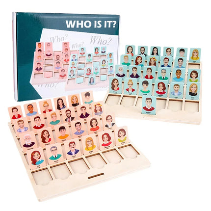 Wooden Guessing Who Board Game Logical Thinking Training Educational Toy