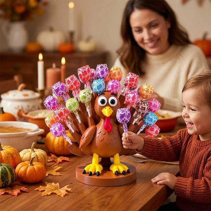 Thanksgiving Turkey Lollipop Holder, 3D Printed Turkey Candy Lollipop Stand for Thanksgiving Table Decor