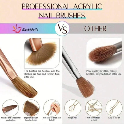 6Pcs/Set Acrylic Powder Brushes - Kolinsky Sable Brushes New Nail Art Brush Set