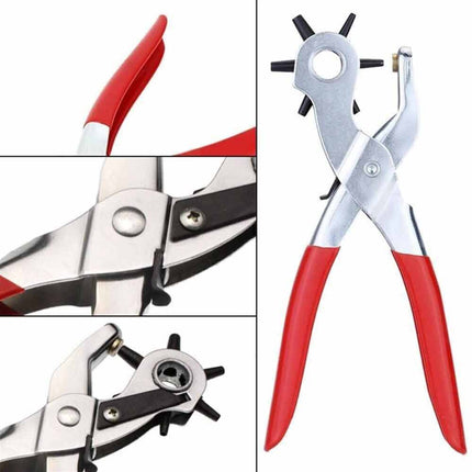 Leather Belt Puncher Eyelet Hole Paper Punch Punching Plier Revolving Craft Tool