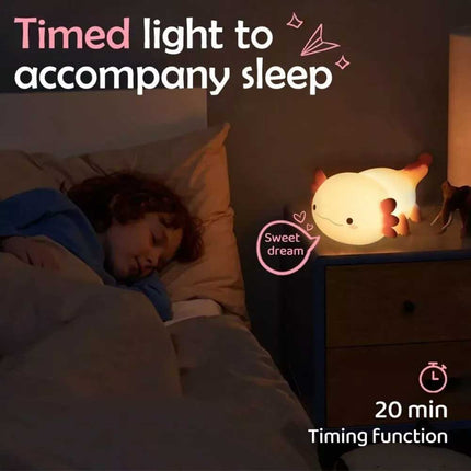 Cute Axolotl Nursery Sleeping Lamp Silicone USB Rechargeable Table Lamp