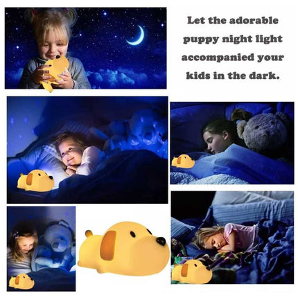 LED Silicone Night Light Rechargeable Cute Puppy Dog Touch Lamp Kids Bedroom Gift
