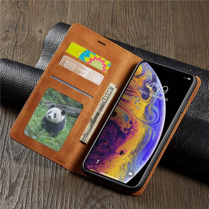 Premium Leather Flip Magnetic Wallet Case Protective Cover for iPhone 17