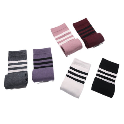Women's Mid-Calf Striped Yoga Socks, Non-Slip for Indoor Floor Workout