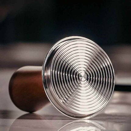53mm Beech Wood Coffee Tamper Threaded Base with Internal Spring