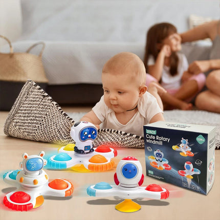 Baby Toys 3pcs Fidget Spinner Space Bath Spinner Space Suction Cup Fun Play Set