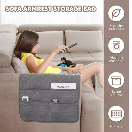 6-Pockets Sofa Arm Rest TV Remote Control Tidy Organizer Holder Chair Couch Bag