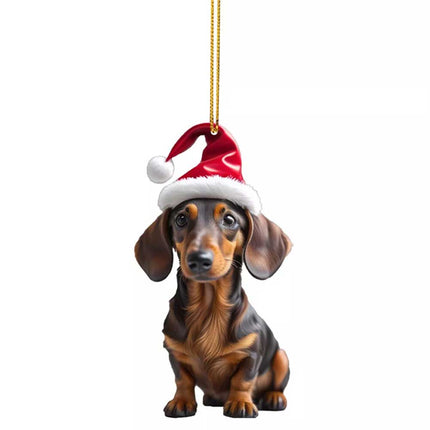 7X Dachshund Dog Pendants Acrylic Cute Sausage Dog Christmas Decor 2D