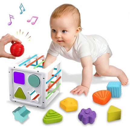 Toddler Montessori Sensory Playset, Educational Shape Sorting Stacking Blocks Baby Learning Toy