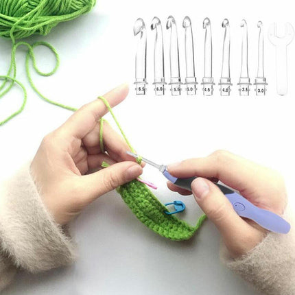 9in1 Light Up LED Needles Set USB Knitting Weave Tool Kit Hooks Crochet