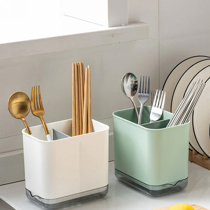 2-Pack Multi-Function Kitchen Utensil Holder Spoon/Fork Storage Rack with Drainage