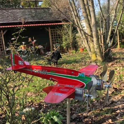 Airplane Wind Spinner Compass Weather Vane Yard Garden Decor