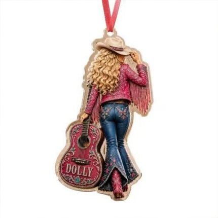 Pink Fringe Guitar Acrylic Hanging Ornament, Country‑Music Themed Christmas Tree Decoration Gift