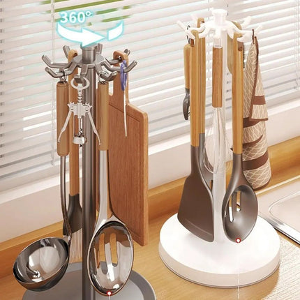 Degree Rotatable Kitchen Tool Holder Utensil Stand for Spoon Spatulas Whisks