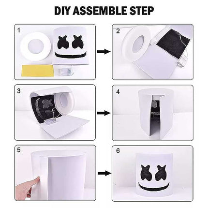 Marsh Mello-DJ Face Mask Helmet Cosplay Marshmallow Bar Music Party Costume Mask