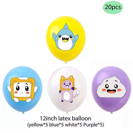 LankyBox Cartoon Kids Birthday Party Decor Balloons Banner Cake Toppers Set