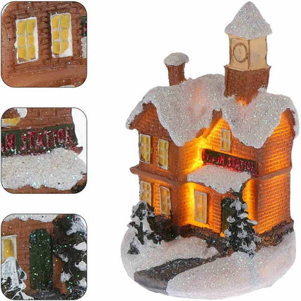 Christmas Decoration Resin Small House Micro Landscape LED Resin House Xmas Gift