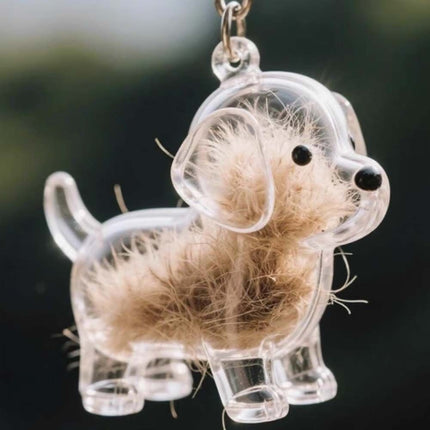 3pcs Dog Hair Storage Box Keychain Hanging Puppy Pet Hair Pendants Keyring DIY