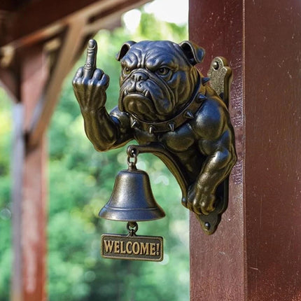 Funny Bulldog Design Doorbell - Rustic Cast Iron Door Ring
