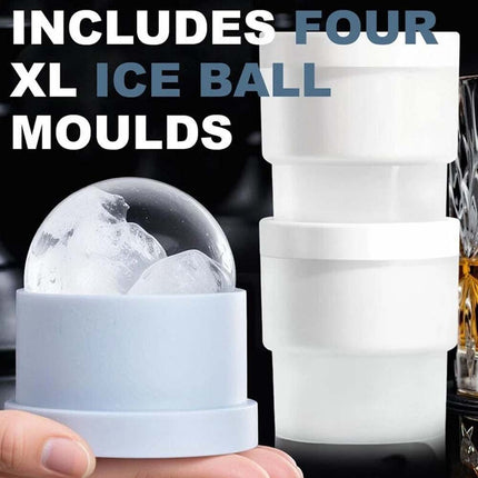 4X Large Ice Ball Maker Cube Tray Big Silicone Mold Sphere Whiskey Round Mould