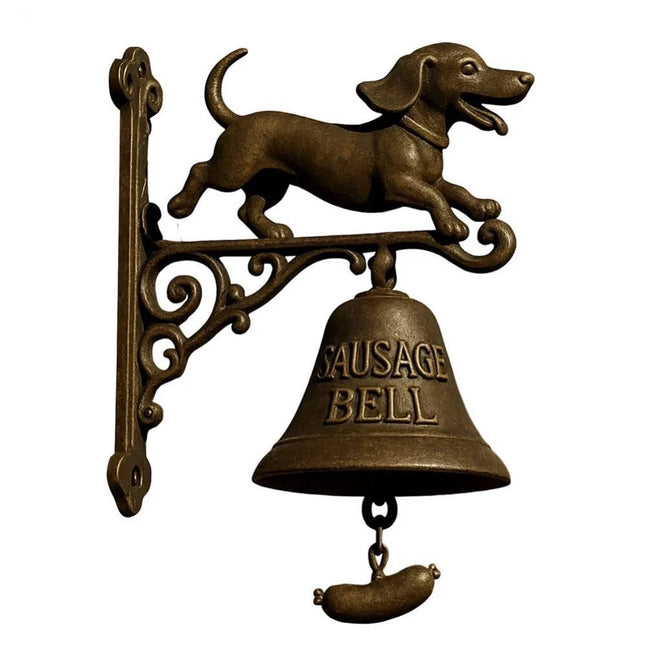 Rustic Resin Sausage Dog Welcome Door Bell Vintage Outdoor Home Shop Decor