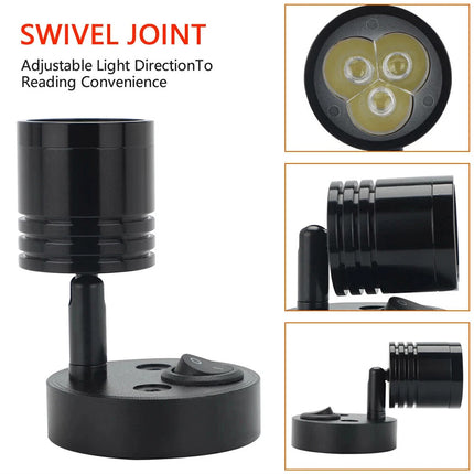 2x LED Reading White Light Camper Caravan Van Motorhome Boat Interior Spot Lamp 12V