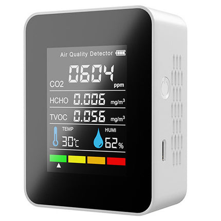 5 in 1 Air Quality Monitor CO2 TVOC HCHO Detector Temp Humidity USB Rechargeable