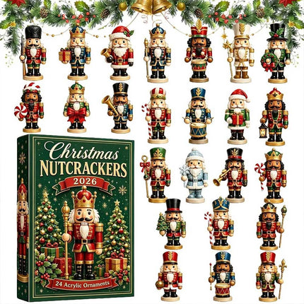 2026 Nutcracker Advent Calendar, 24 Day Christmas Countdown with 2D Acrylic Ornaments Gift