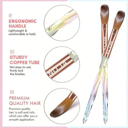 6Pcs/Set Acrylic Powder Brushes - Kolinsky Sable Brushes New Nail Art Brush Set