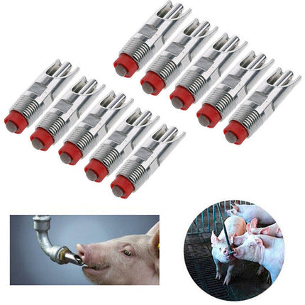 5x Automat Animal Pet Pig Drinking Water Stainless Steel Nipple Drinker Tool