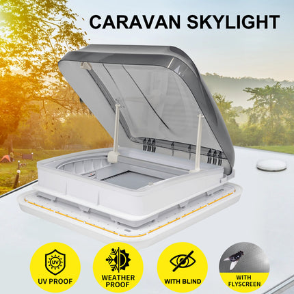 CARAVAN MOTORHOME RV ROOF HATCH SKYLIGHT 400X400 WITH BLIND AND LED LIGHT