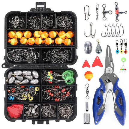 263pcs Fishing Accessories Set with Tackle Box Including Plier Jig Hooks