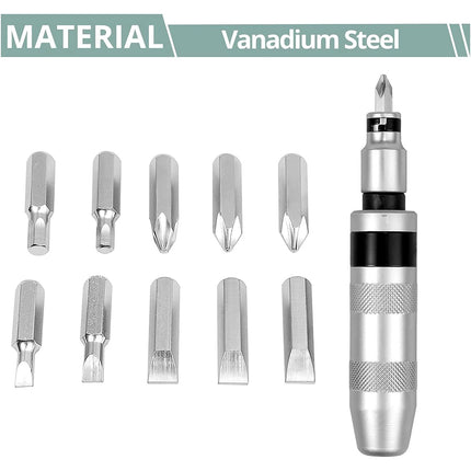 13PCS Manual Impact Driver Set - Handheld Hammer Strike Screwdriver for Tight Screw Removal