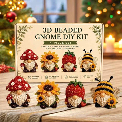 3D Beaded Gnome Craft DIY, Handmade Bead Art Supplies, Beginner Friendly Craft Set for Teens & Adults