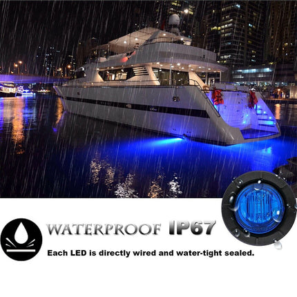 10X Blue Round Marine Boat Cabin Courtesy Lights Deck LED Walkway Stair Light