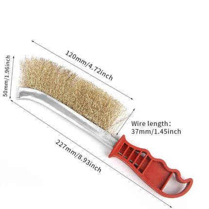 Heavy Duty Wire Hand Brush - Brass Coated/Stainless Steel Bristles for Rust, Paint & Metal Removal