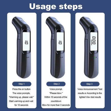 Digital Breath Breathalyzer Alcohol Tester Analyzer Detector Police Rechargeable