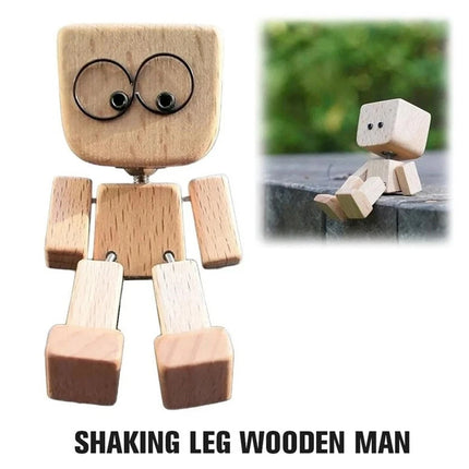 New Shaking Wooden Man Figure Decoration with 12 Magnetic Expressions Fun Swinging Desktop Ornament