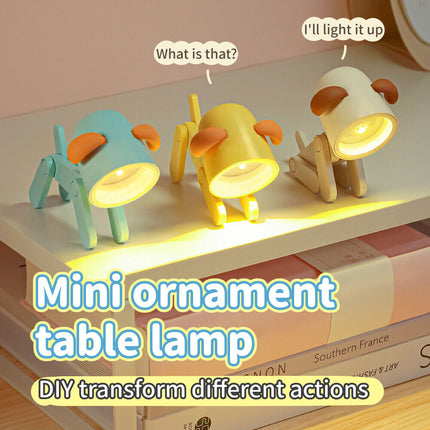 Mini LED Night Light Cute Folding Animal Pet Light Cartoon Table Lamp Room Decor