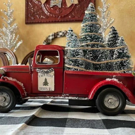 Christmas Decoration Red Truck w/ LED Lights Xmas Tree Centerpiece Table Adornment