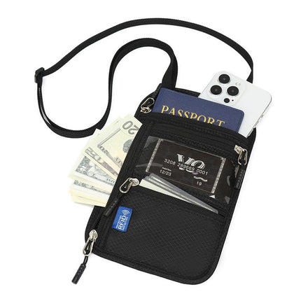 RFID Blocking Neck Passport Holder Anti-Theft Travel Document Wallet